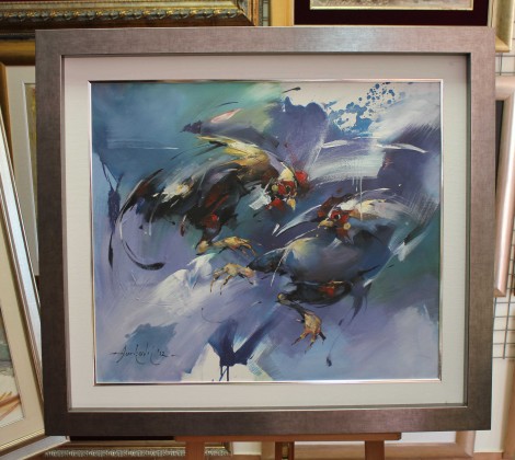 Braco Djurkovic; Borba pjetlova; Ulje na platnu