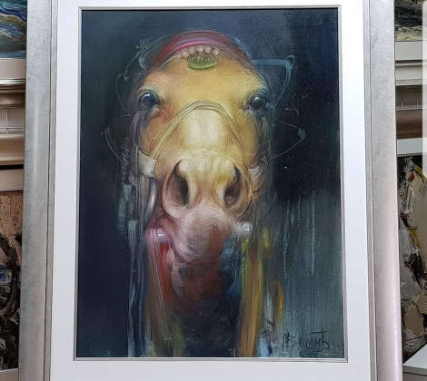 Miso Vemic;Portret konja;Ulje na platnu